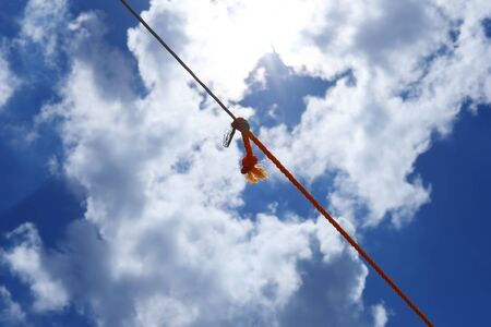 Rope Knot Of Net Against Blue Sky Backgroundsの写真素材