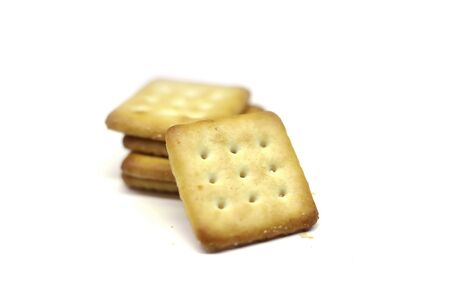 Closeup Biscuits isolated on white backgrounds with copy space