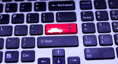 Red key alert message with Stop My icon on laptop keyboards