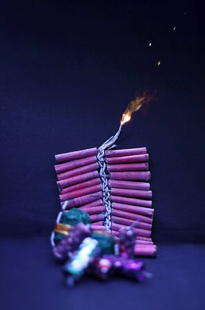 Stack of fire crackers for Diwali festival celebrationsの写真素材