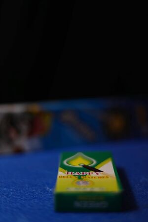 Boxes of Indian fireworks at Diwali festivals Indiaのeditorial素材