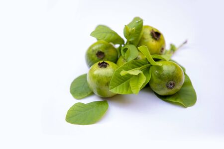 guava with leaf isolated on white background.