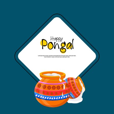 illustration of Happy Pongal Holiday Harvest Festival of Tamil Nadu South India greeting backgroundsのイラスト素材