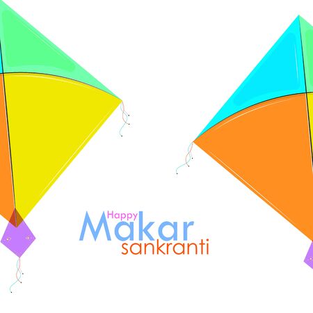 Vector illustration of Makar Sankranti Banner with Colorful Kitesのイラスト素材