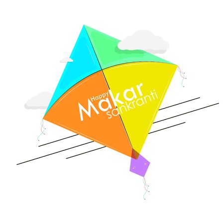 illustration of Happy Makar Sankranti wallpaper with colorful kite string for festivalのイラスト素材