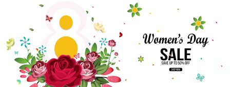 International Women's day. 8 March. Happy Women's Day. Spring flowers, Vector illustrationのイラスト素材