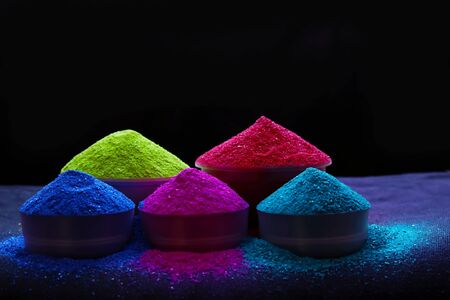 Bright colours for Indian holi festival. Colorful gulal (powder colors) for Happy Holi
