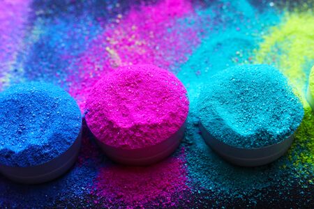 Bright colours for Indian holi festival. Colorful gulal (powder colors) for Happy Holi