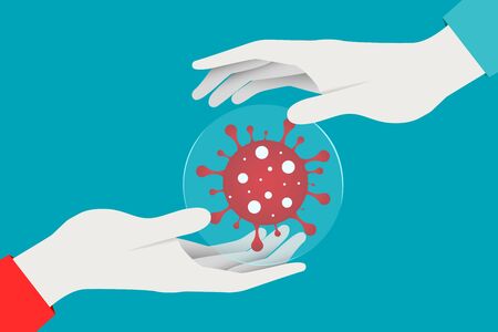 Corona virus 2019, people no greeting by shake hands together, this image can use for covid-19,のイラスト素材