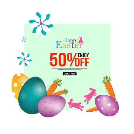Easter poster and banner template with Fowler, 50% off Promotion and shopping templateのイラスト素材