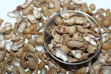 Shell peanuts isolated on a white backgrounds