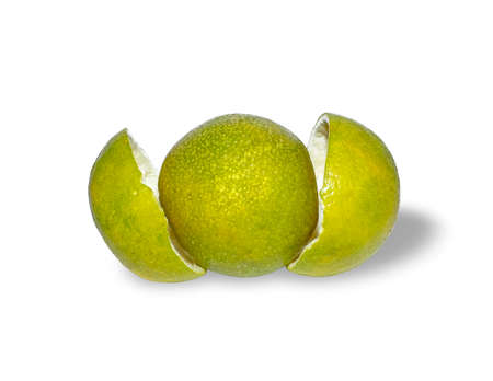 mosambi sweet lime fruit isolated on white backgroundsの写真素材