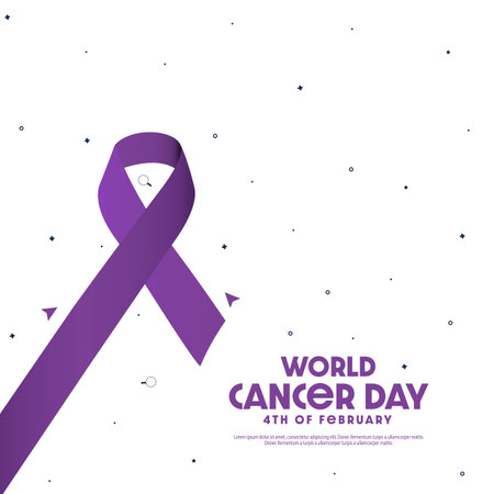 World Cancer Day concept. Lavender Ribbon. illustration.のイラスト素材