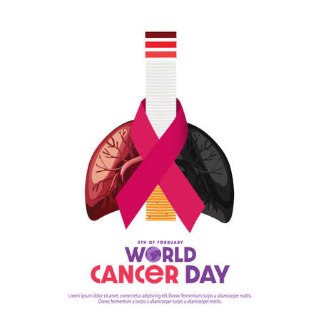 World Cancer Day concept. Vector Illustration of tobacco designのイラスト素材