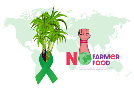 Farmers protest concepts: The human hand rises above No farmers, no food Advertisement design.のイラスト素材