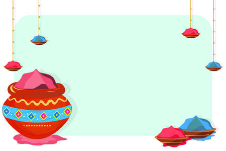 Happy Holi Indian Hindu festival of colors greeting background with colorful powdersのイラスト素材