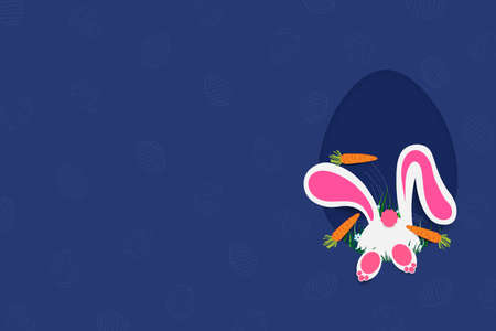 Illustration of Easter day greeting cards with egg and rabbit ,paper art and digital craft style.