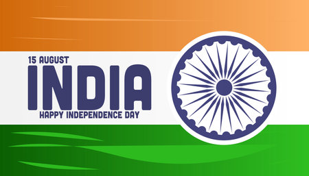 Indian National Flag color background with Ashoka Wheel for 15th August, Happy Independence Day...