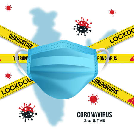 3rd wave of the corona virus concept with corona covid 19 safety mask. Danger zone. Isolated on...