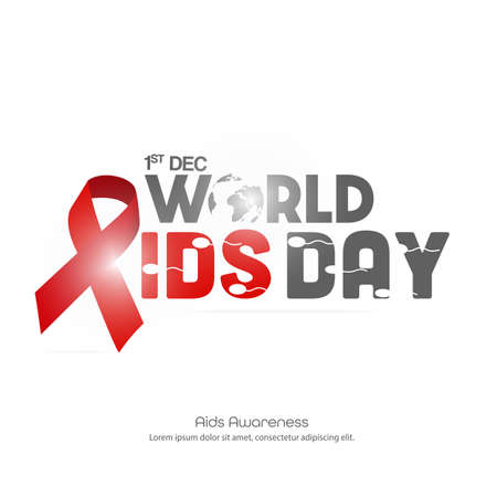 Aids Awareness Red Ribbon and Condom. World Aids Day concept. 1st Decemberのイラスト素材