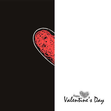 Valentine's Day invitation with a red heart. Vector illustration.のイラスト素材
