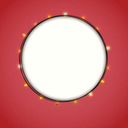 Blank Illuminated circular banner with light. Vector illustrationの写真素材