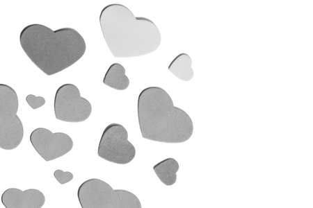 Gray hearts on white backgrounds for Valentine's Dayの写真素材