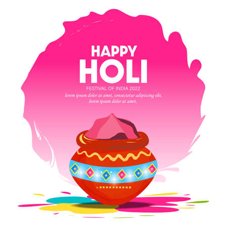 illustration of the colorful Happy Holi Indian festival background. powder, banner, poster, creative, flyerのイラスト素材