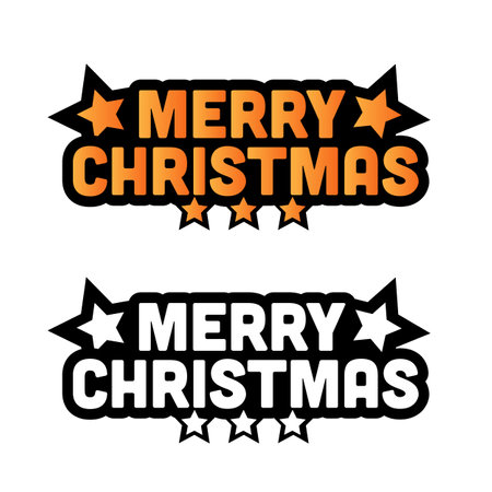 Merry Christmas lettering isolated on white background. Vector holiday illustration element. Can be used for Merry Christmas 2023 greeting card.のイラスト素材