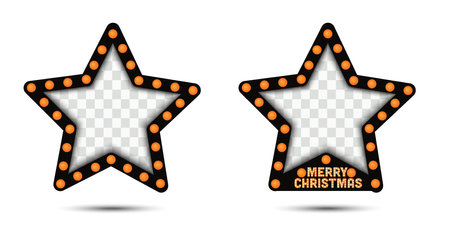 Set of marquee lights patterns on stars. Can be used for Christmas background, photo frame, disco, dance, fashion, event.のイラスト素材