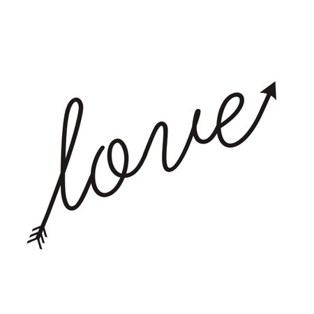 Valentine's Day. Handwritten with love arrow isolated on white backgrounds.のイラスト素材