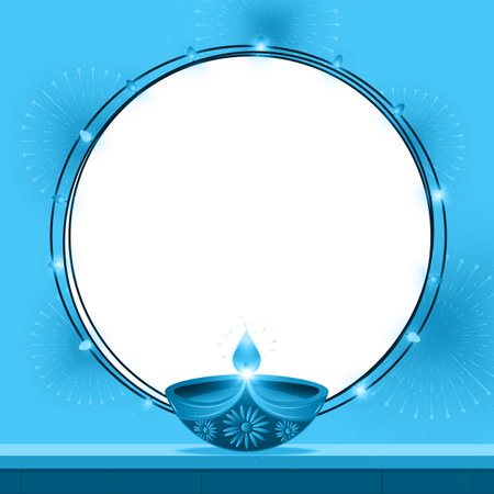 Vector illustration of Diwali Diya on festival of lights background with space for your text. Happy Diwali.のイラスト素材