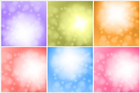 Set of abstract colorful backgrounds with bokeh effect. Vector illustration.のイラスト素材
