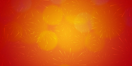 Vector illustration of fireworks on orange background. Fireworks background. Happy Diwali celebration firecrackers on abstract background .のイラスト素材