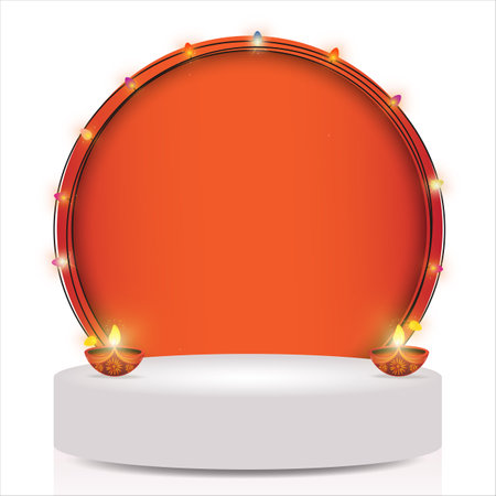 Abstract round stage for Diwali festival with lighting effect and can be used for Hindu festivals. Vector illustration.のイラスト素材