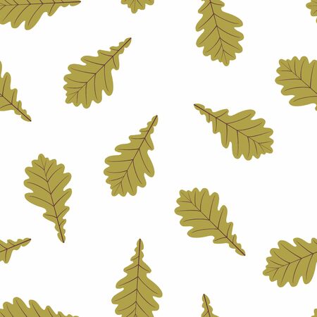 Green oak leaves pattern. Seamless illustration. Ideal for packaging eco-friendly products, scrapbooking, eco-style party designの写真素材