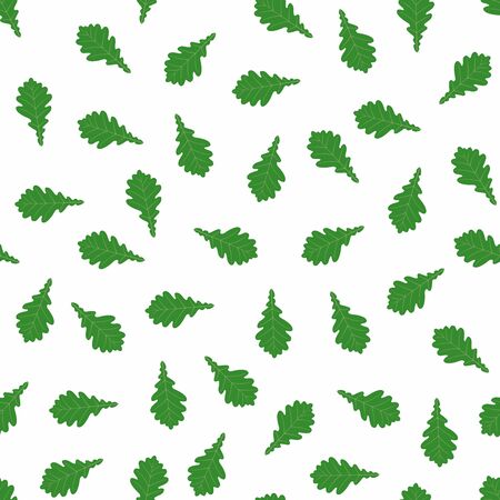 Green oak leaves pattern. Seamless illustration. Ideal for packaging eco-friendly products, scrapbooking, eco-style party designの写真素材