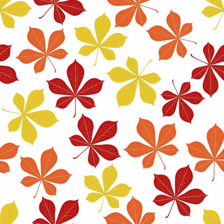 Autumn chestnut leaves pattern. Seamless illustration. Ideal for packaging eco-friendly products, scrapbooking, eco-style party designの写真素材