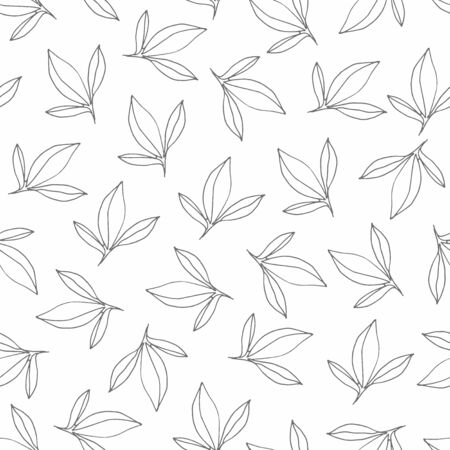 Seamless pattern with grey peony leaves. Hand drawn doodle illustration. For scrapbooking, packaging, fabrics, wallpaper, textilesの写真素材