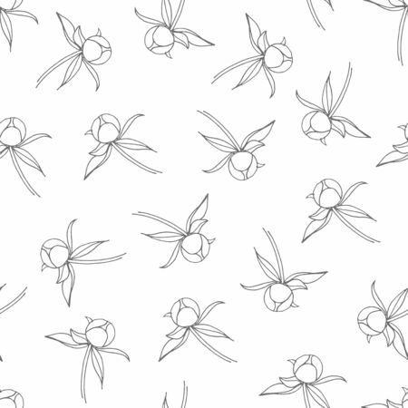 Seamless pattern with grey peony buds. Hand drawn doodle illustration. For scrapbooking, packaging, fabrics, wallpaper, textilesの写真素材