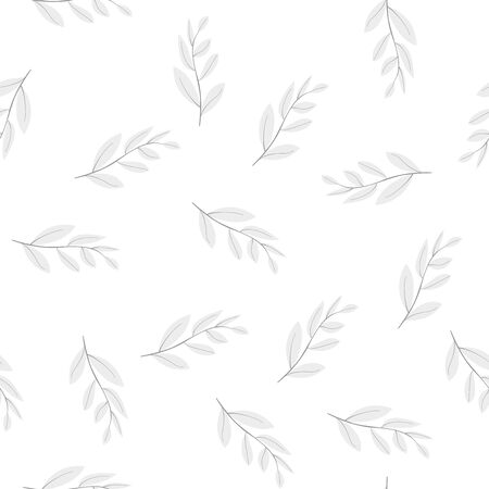 Gray twigs on white background. Monochrome seamless pattern. For fabric, wallpaper, wrapper, logo, packaging, scrapbookingの写真素材
