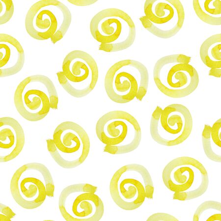 Yellow Watercolor spiral background. Summer seamless pattern for wallpaper, packaging, wrapping, scrapbookingの写真素材