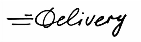 Delivery logo. Shipping vector template. Lettering hand drawn doodle text. Fast speed moving. Dynamic inscription. Online service with fast delivery. For store, supermarket, website, poster, cafeのイラスト素材