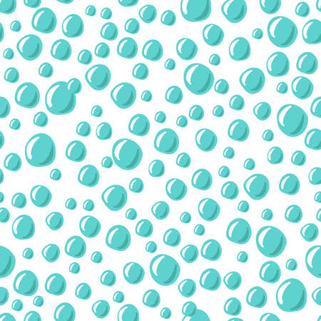 Soap or water bubbles seamless pattern. Cartoon vector illustration. Hand drawn, sketch style, isolated on white background. Teal white color bubbles texture. Abstract effervescent effect wallpaper.のイラスト素材