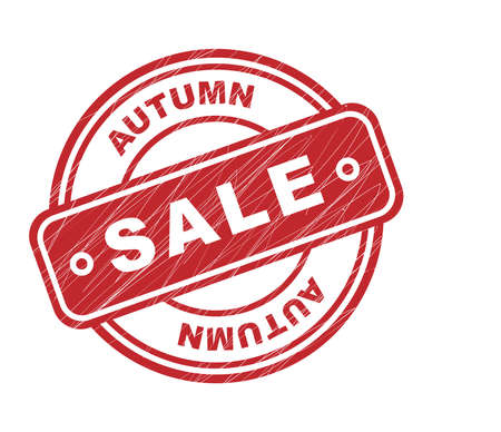 Autumn Sale stamp. Vector stamp. Words, text, inscription. Round Typography sing sticker. Vector Background. Usable for card and poster, sale billboard and sign, banner and badgeのイラスト素材