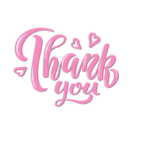 Thank You Text Handwritten lettering. Typography poster on white background. Celebration quote. Flat Vector Design Template Element. For card, print, invitation, t-shirt design, restaurant menuのイラスト素材