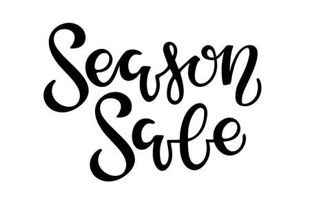 Season Sale lettering. Vector calligraphy. Handwritten text, word, text, inscription. Sketch. Typography sing. Vector Background. Usable for card and poster, sale billboard and sign, banner and badge.のイラスト素材