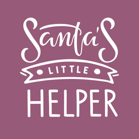 Santa's little Helper lettering. Children lettering typography. Text for Christmas. Hand drawn kid clothes design. Winter season poster. Holiday quote. For t-shirt, mug, printのイラスト素材