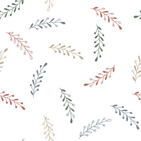 Nature seamless pattern. Vector illustration. Cold season repeated background. Floral design for paper, cover, fabric, interior decor, wallpaper, wrapping, scrapbooking, print, manufacturingのイラスト素材