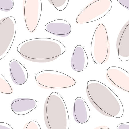 Modern abstract shape seamless pattern. Hand drawn various shapes similar to stones. Vector illustration. Different shapes in pastel colors for wallpaper, print, textile, scrapbooking, cover designのイラスト素材